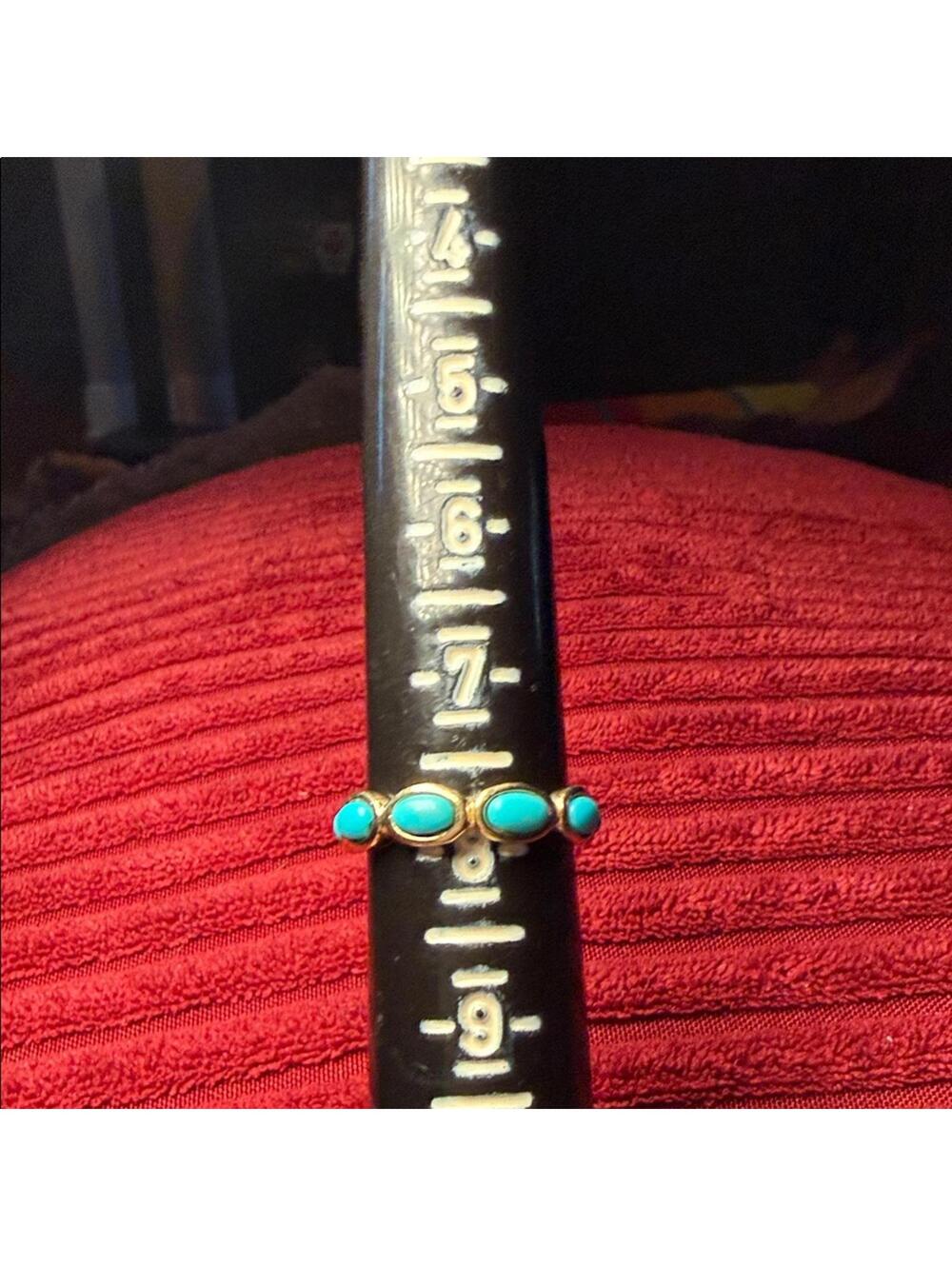 925 Sterling Turquoise Eternity Ring w/ Gold-Tone Detail - Picture 2 of 6